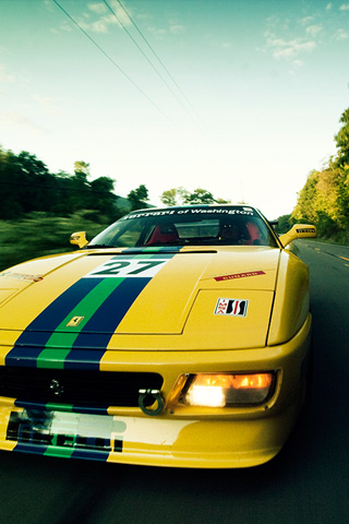 Yellow Ferrari iPhone Wallpaper