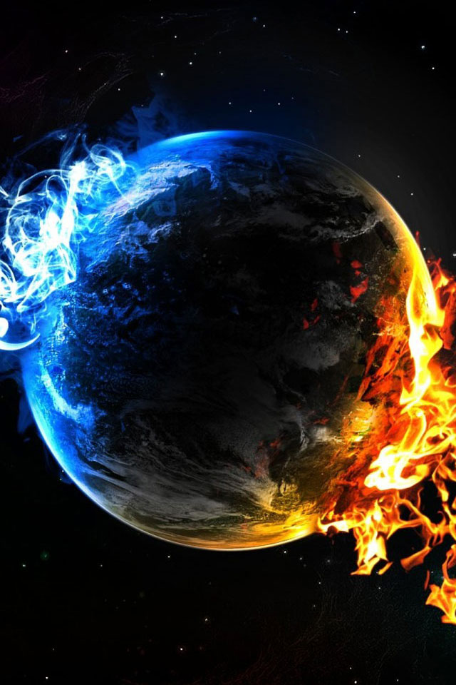 Earth on Fire iPhone Wallpaper HD