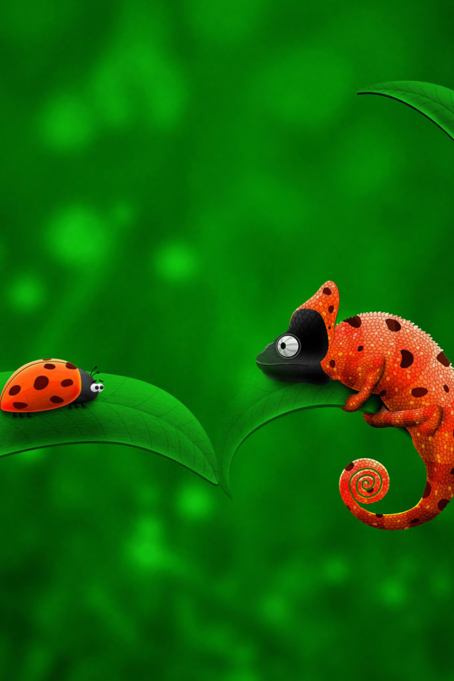 Ladybug and Chameleon Wallpaper