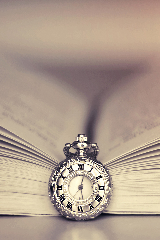 Clock and Book Wallpaper