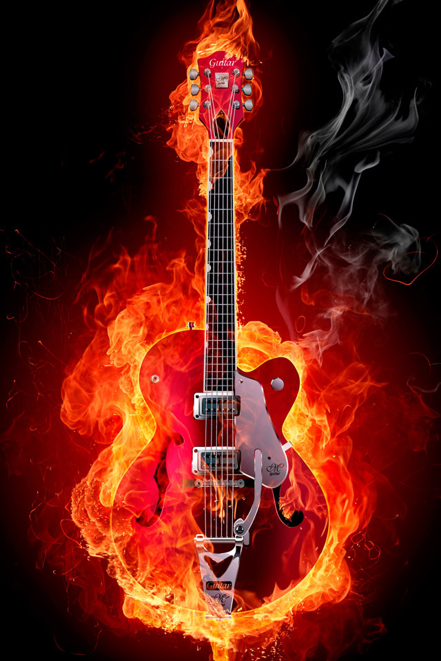 Guitar on Fire Wallpaper