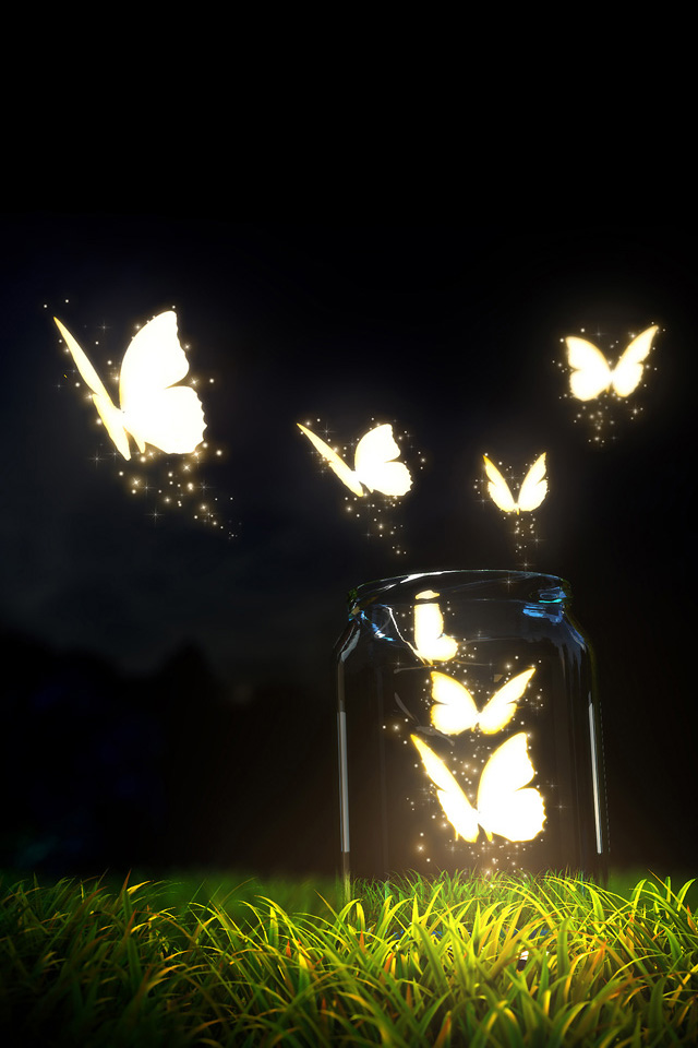 Glowing Butterflies Wallpaper