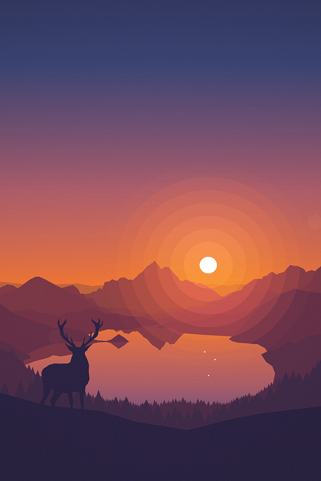 Deer before Sunset Wallpaper
