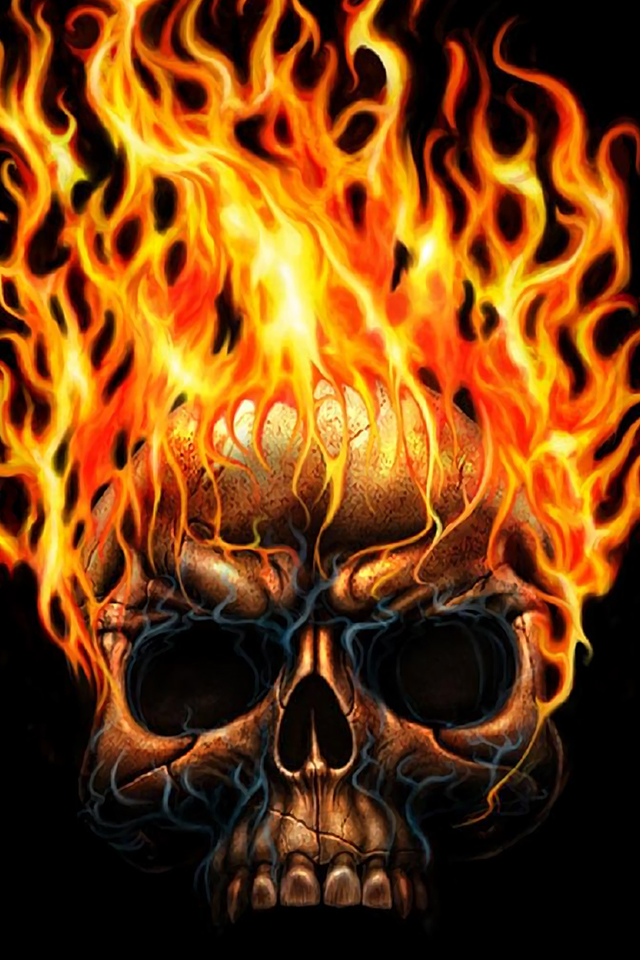 Skull on Fire Wallpaper