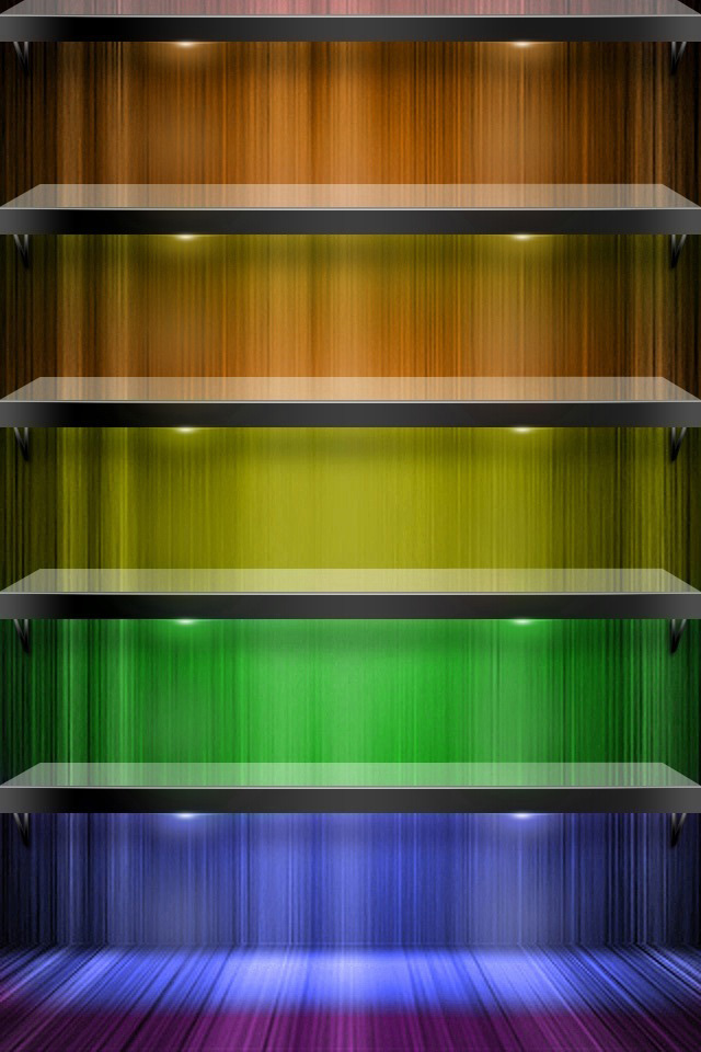 Rainbow Shelf Wallpaper